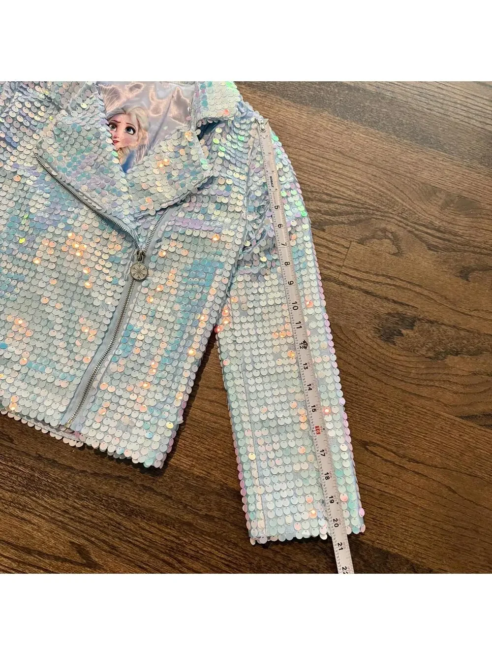 Disney Frozen II Elsa Iridescent Sequin Girls Jacket Size Large 10-12
